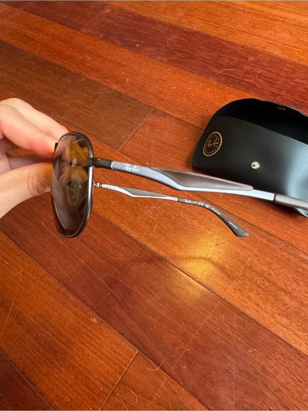 Ray-Ban 3519 Aviator Sunglasses - Brown Lenses, Black Case - Picture 6 of 8